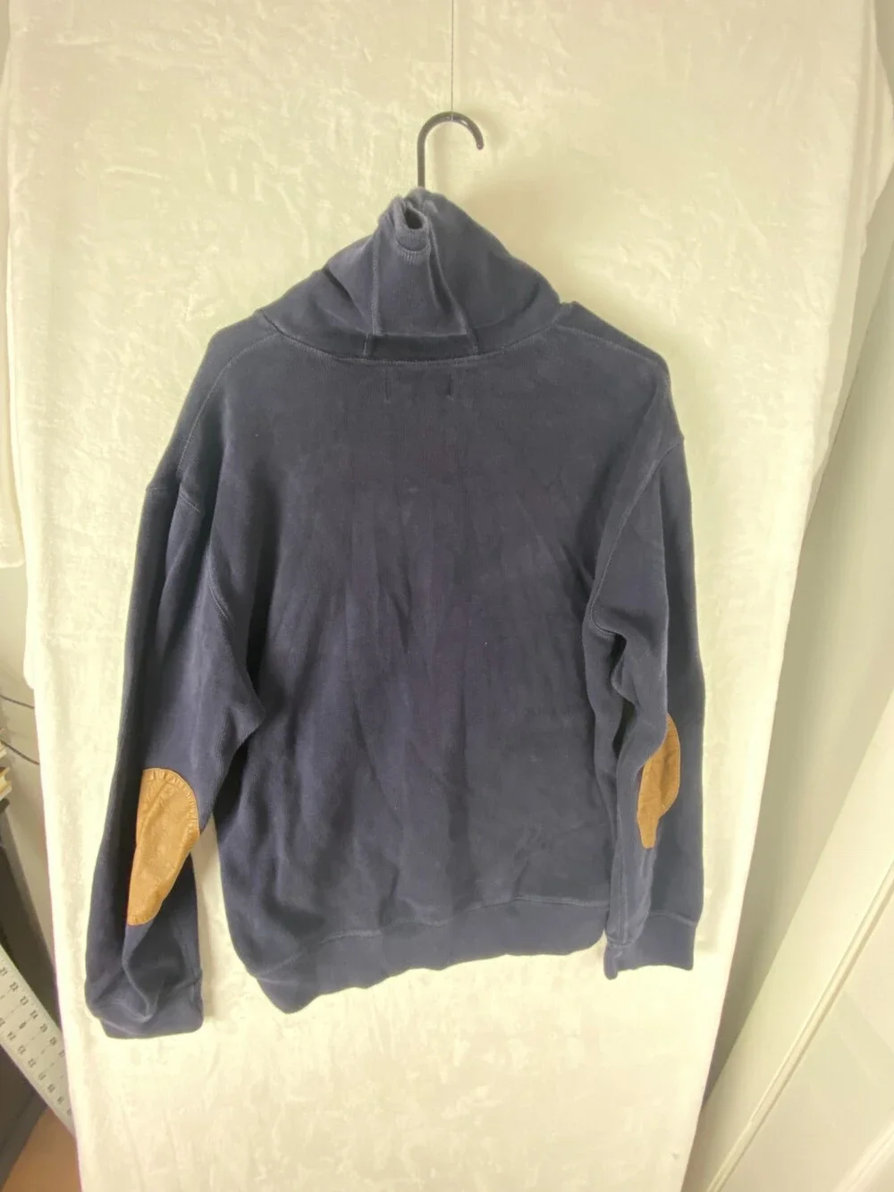 VTG Polo Ralph Lauren Sweater Mens Large Navy Faux Suede Elbow Patch Pullover